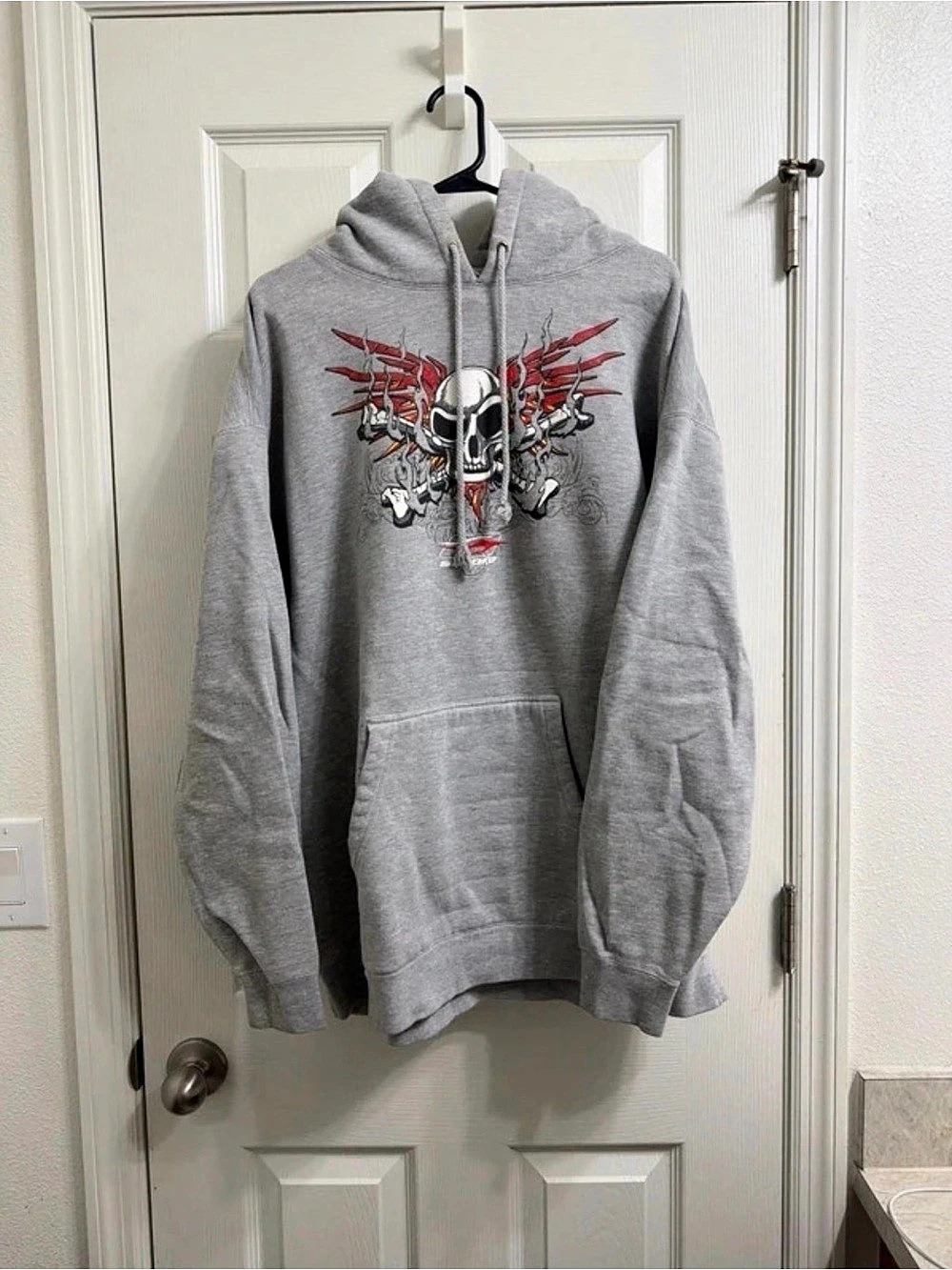 Smoke NASCAR Tony Stewart Graphic Skull Hoodie Gray XXL